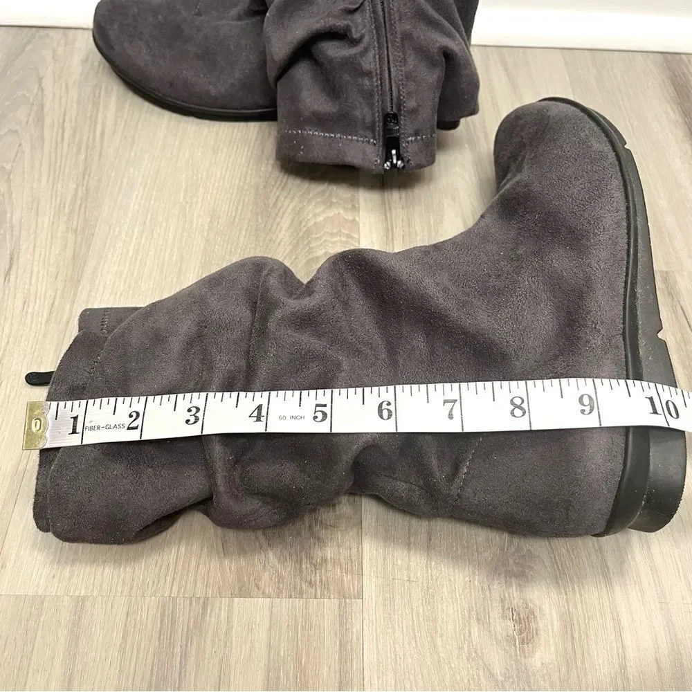 Bussola Boots Women's 37 Combia 1560 Grey Suede Mid-High Scrunch Winter‎